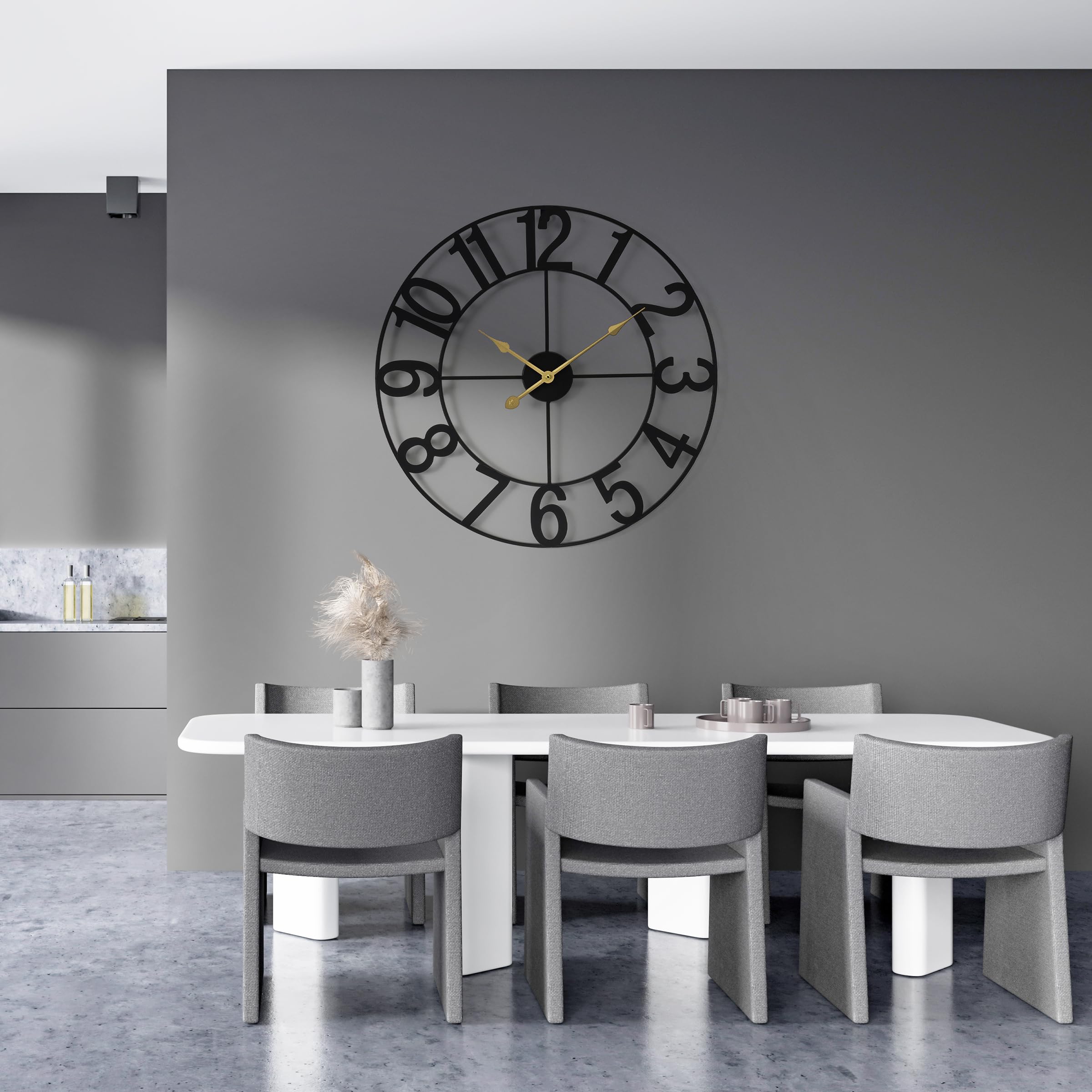 Sorbus clock metal black finish on wall, a versatile decor piece