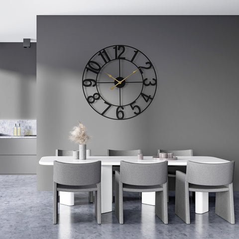 Sorbus clock metal black finish on wall, a versatile decor piece