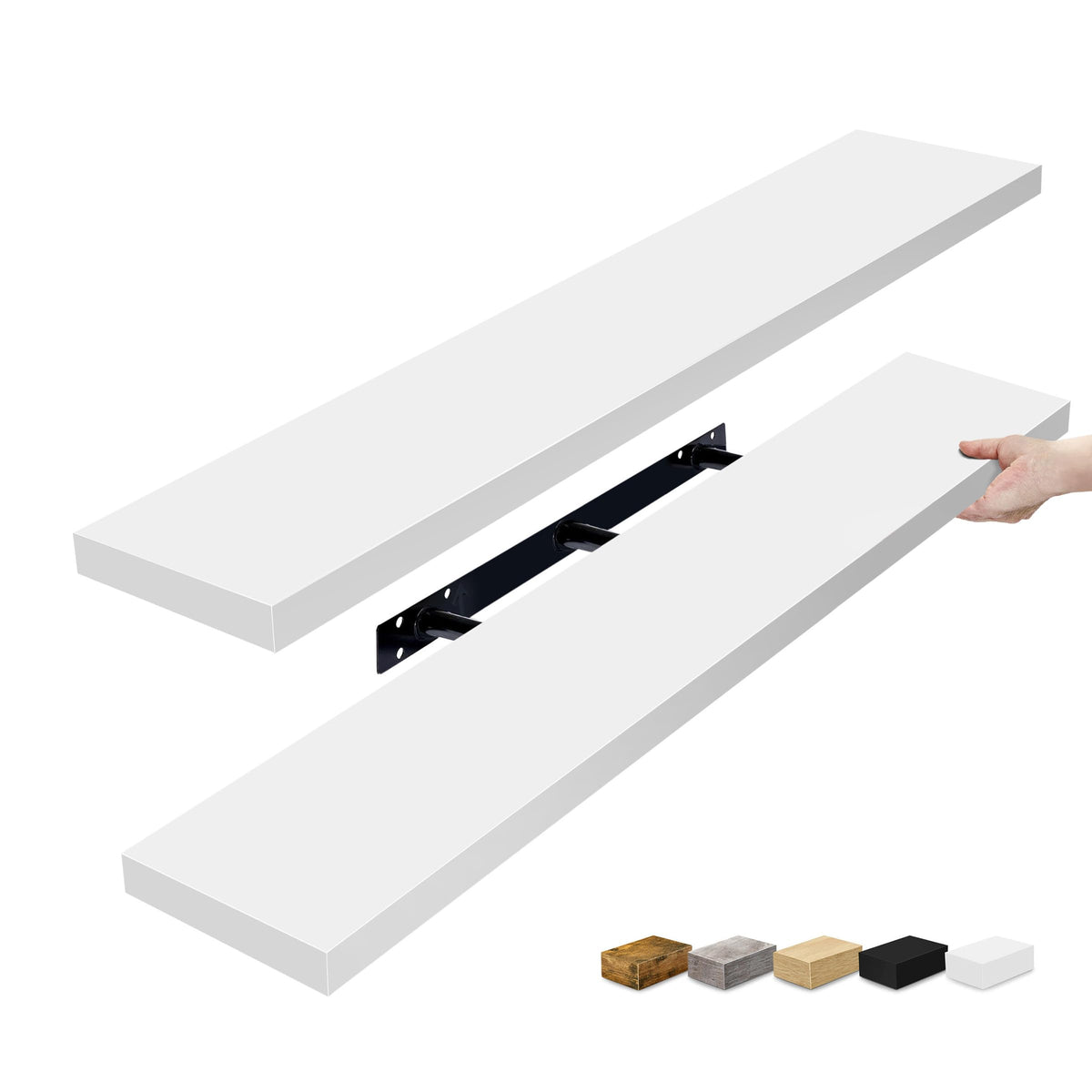 Sorbus 48-inch floating shelf in bathroom display for towels and decor, space-saving storage.