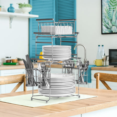 Sorbus Buffet Caddy stackable design saves space when stored