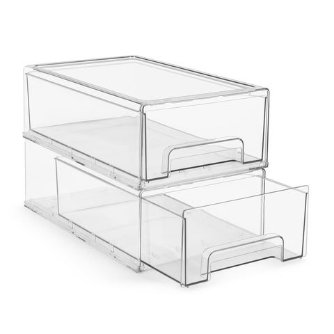 Sorbus clear stackable drawers front view showing easy access and visibility
