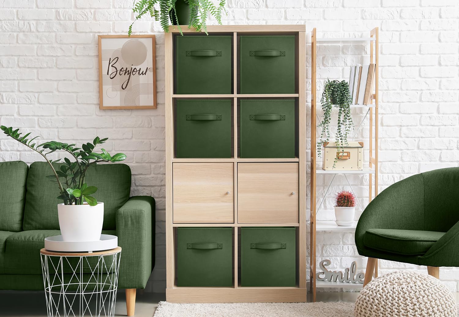 Sorbus Foldable Storage Cubes designed with sturdy handles for moving between rooms.