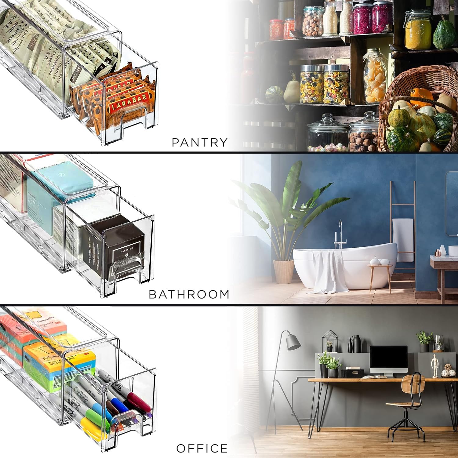 Sorbus clear bins let you see contents at a glance