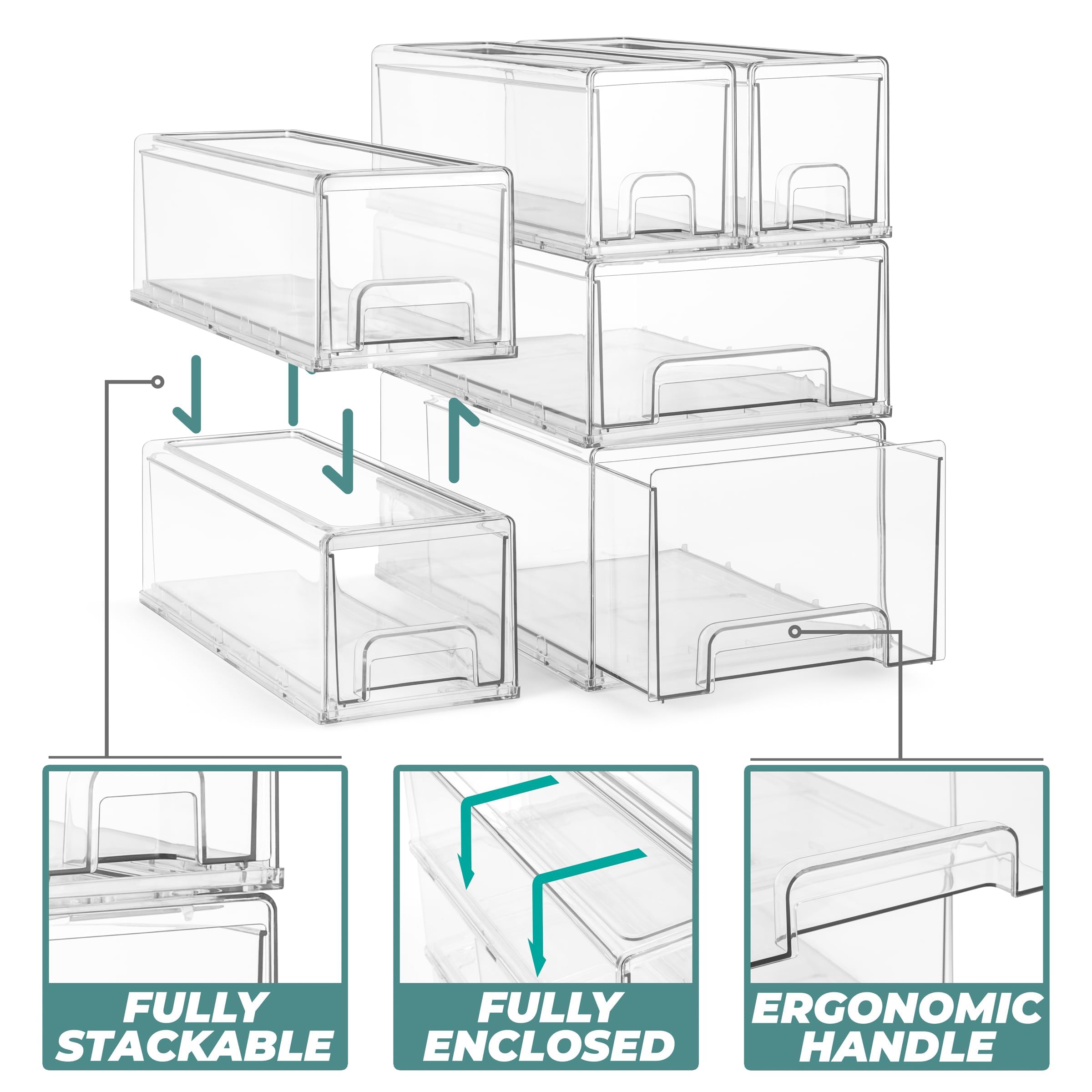 Sorbus stackable drawers fit under the sink for compact storage