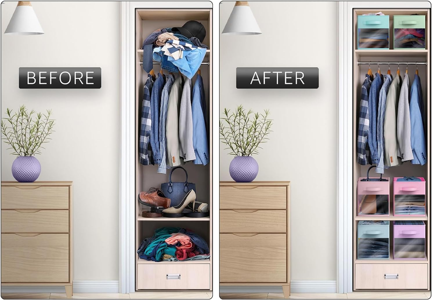 Sorbus quick-assembly storage cubes fold flat for space-saving storage.