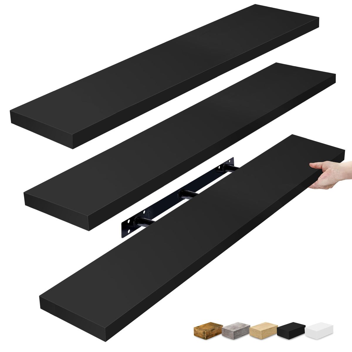 Sorbus floating shelves wall display shows long, elegant storage and decor space.
