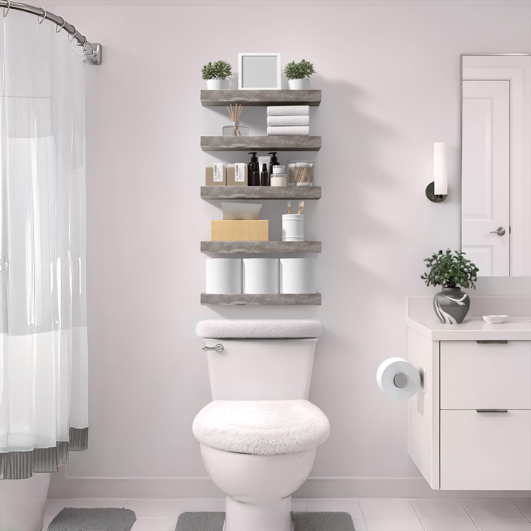 Sorbus bedroom decor using a 16-inch shelf to showcase personal items