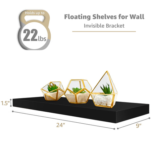 Sorbus floating shelves bracket detail in matte finish highlights hidden brackets and sleek design