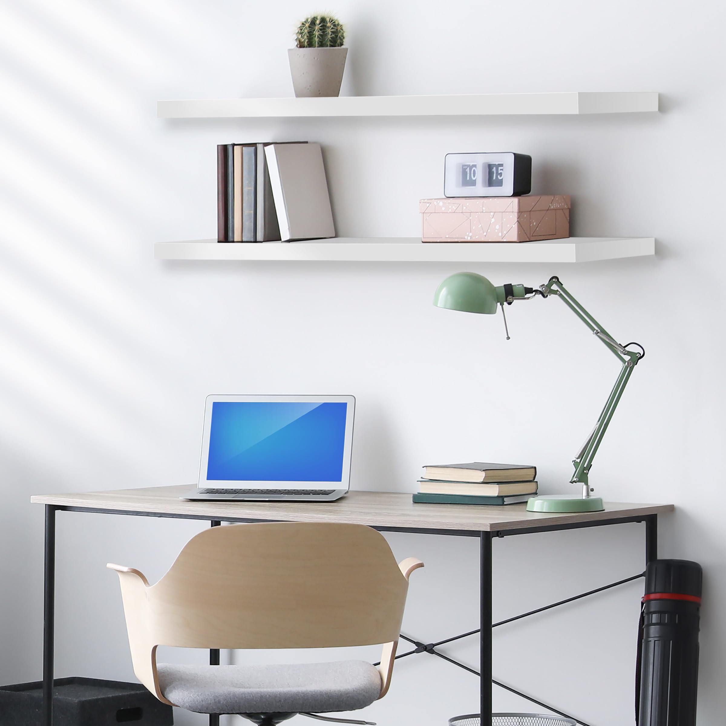 Sorbus living room shelf displaying trophies and keepsakes to personalize the space.