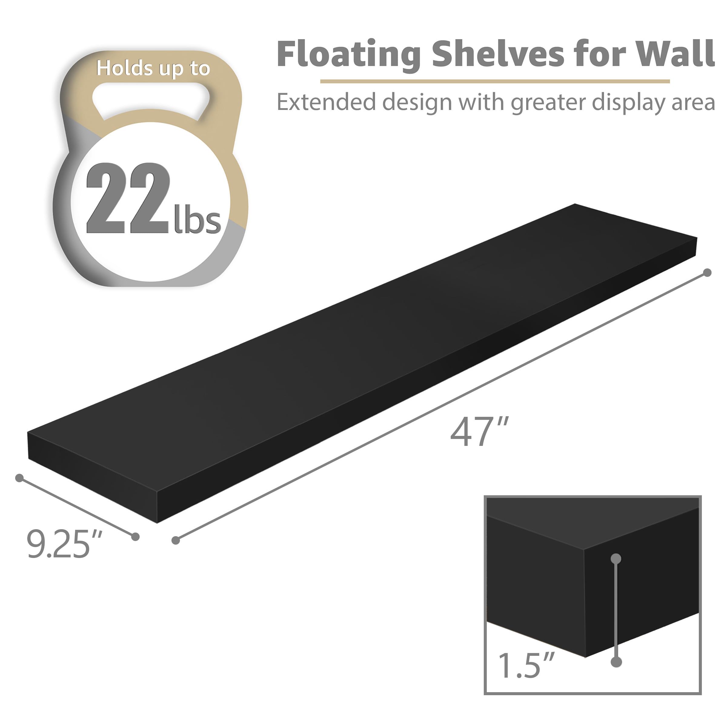 Sorbus floating shelves with matte finish for a modern, easy-to-clean look.