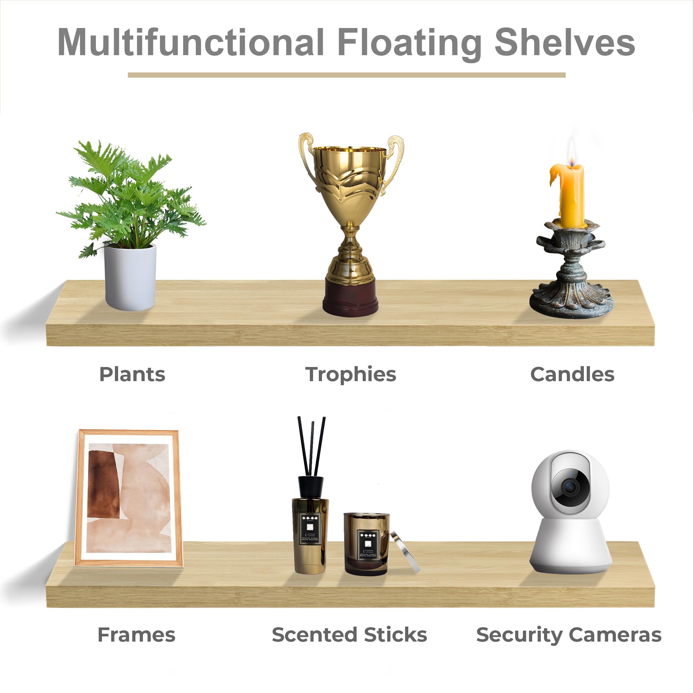 Sorbus floating shelves maximize wall space and organization.