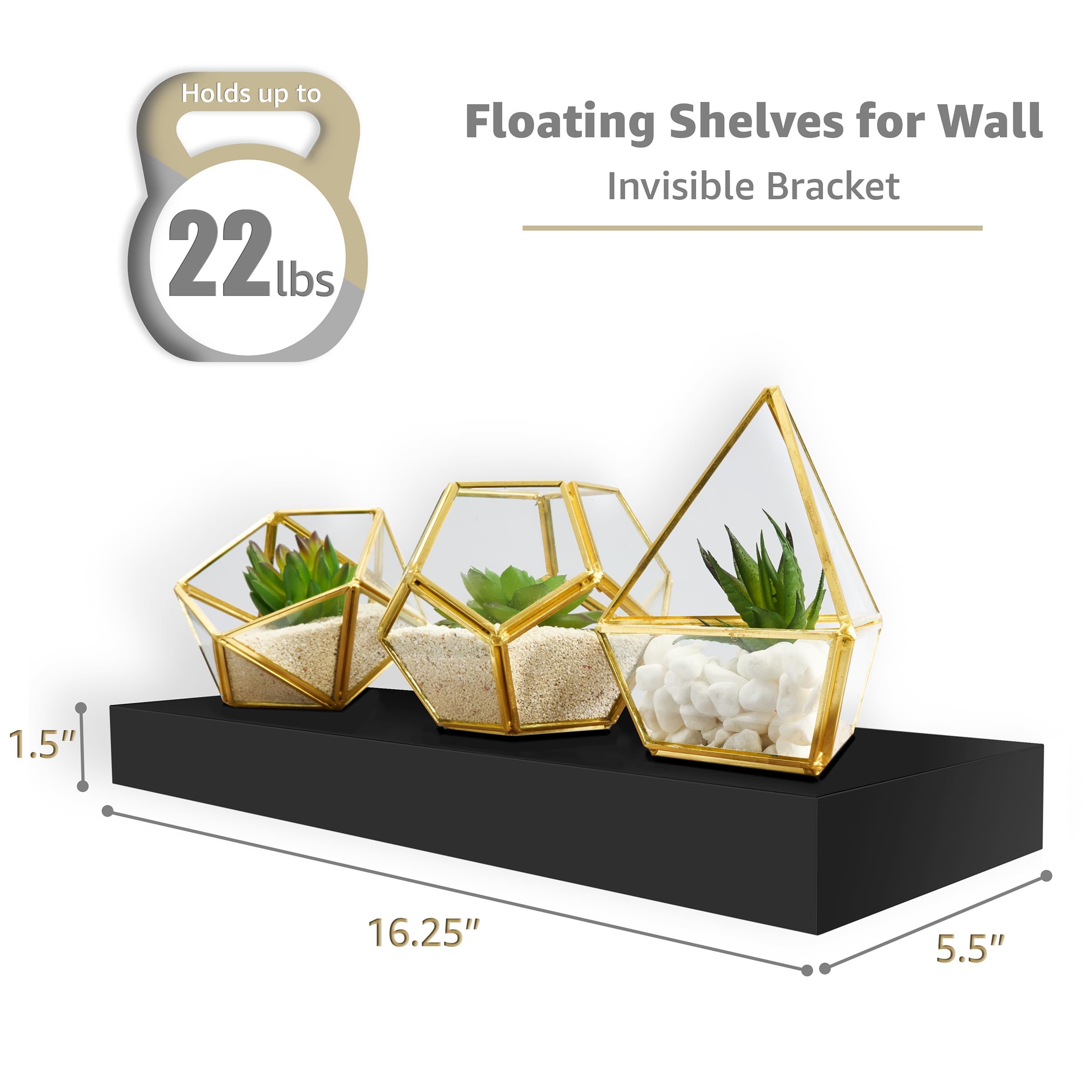 Sorbus floating shelves side view emphasizing compact wall storage