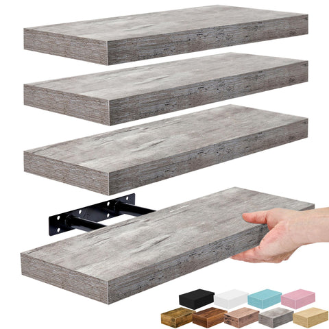 Sorbus floating shelves on wall 16-inch grey four-pack for stylish storage