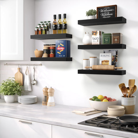 Sorbus wall shelves with invisible brackets create a clean look