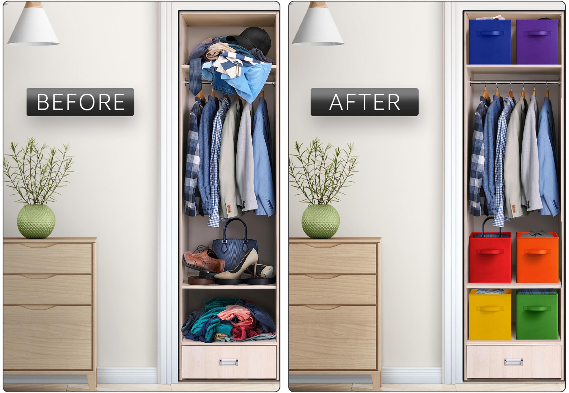 Folded Sorbus cubes showing flat storage for space-saving