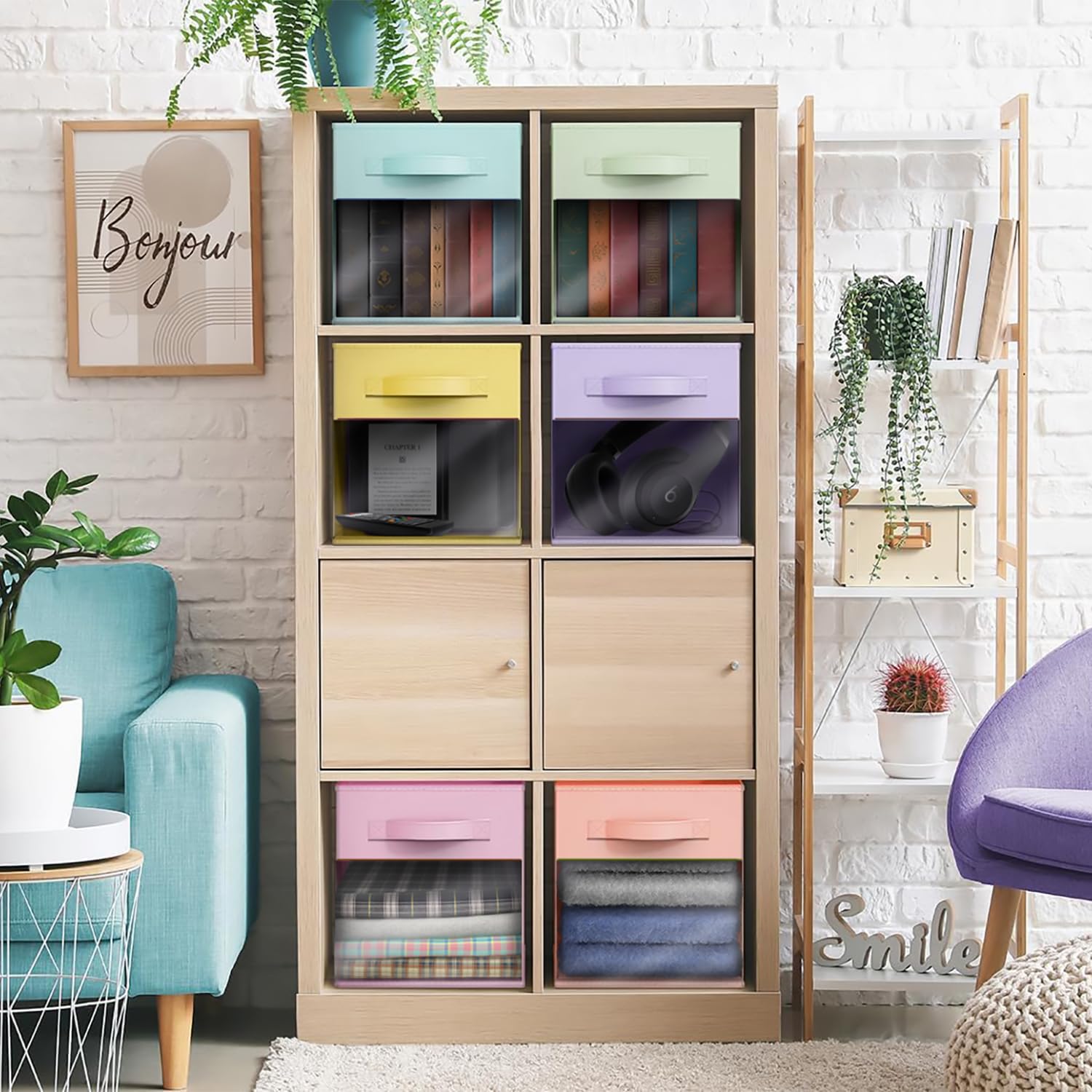 Sorbus foldable six-pack storage cubes ready for organization