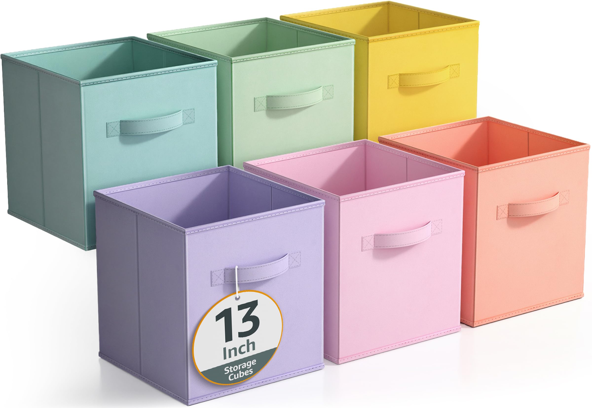 Sorbus foldable storage cubes neatly arranged on a shelf for organized spaces.