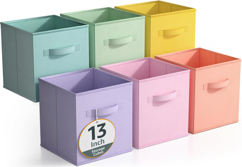 Sorbus foldable storage cubes neatly arranged on a shelf for organized spaces.