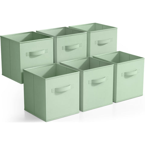 Sorbus foldable storage cubes on a shelf for tidy organization.