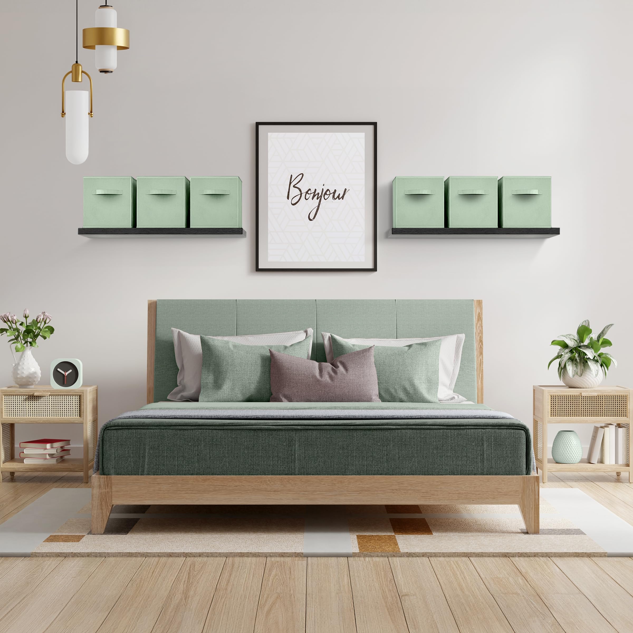 Sorbus foldable storage cubes stacked to show space-saving design.