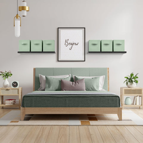 Sorbus foldable storage cubes stacked to show space-saving design.