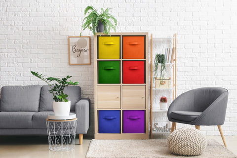 Close-up of Sorbus foldable storage cube with sturdy handle for transport