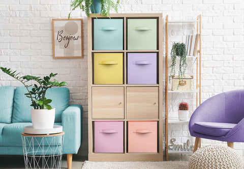 Sorbus foldable storage cubes folded flat save space when not in use.
