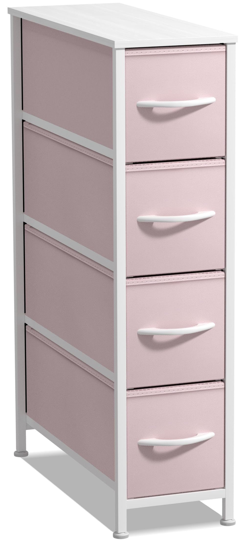 Sorbus Kids Narrow Dresser with steel frame and beige wood top for organized storage.