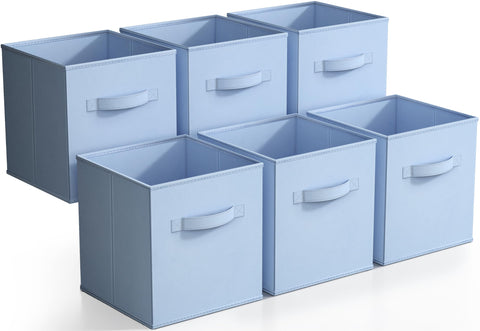Sorbus pastel blue foldable storage cubes six-pack for tidy closet organization.