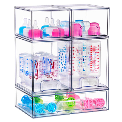 Sorbus stackable drawers small front view for compact cosmetics organization