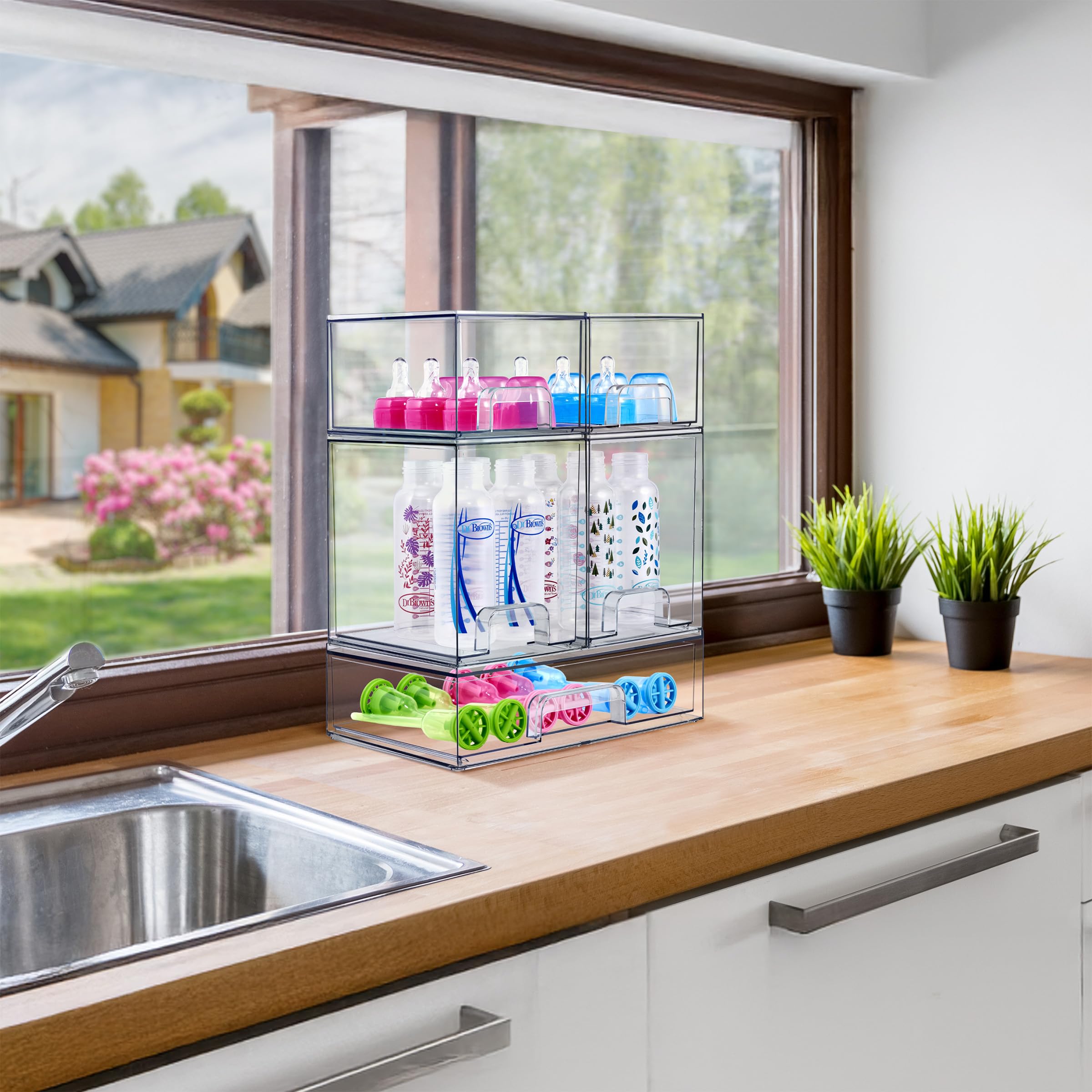 Sorbus stackable drawers wide drawer with larger items neatly stored