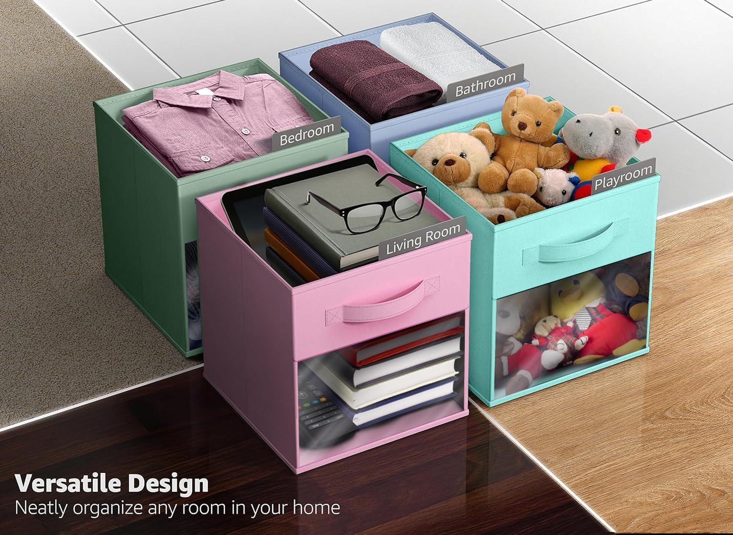 Sorbus fabric bins help keep toys and clothes tidy in the closet.
