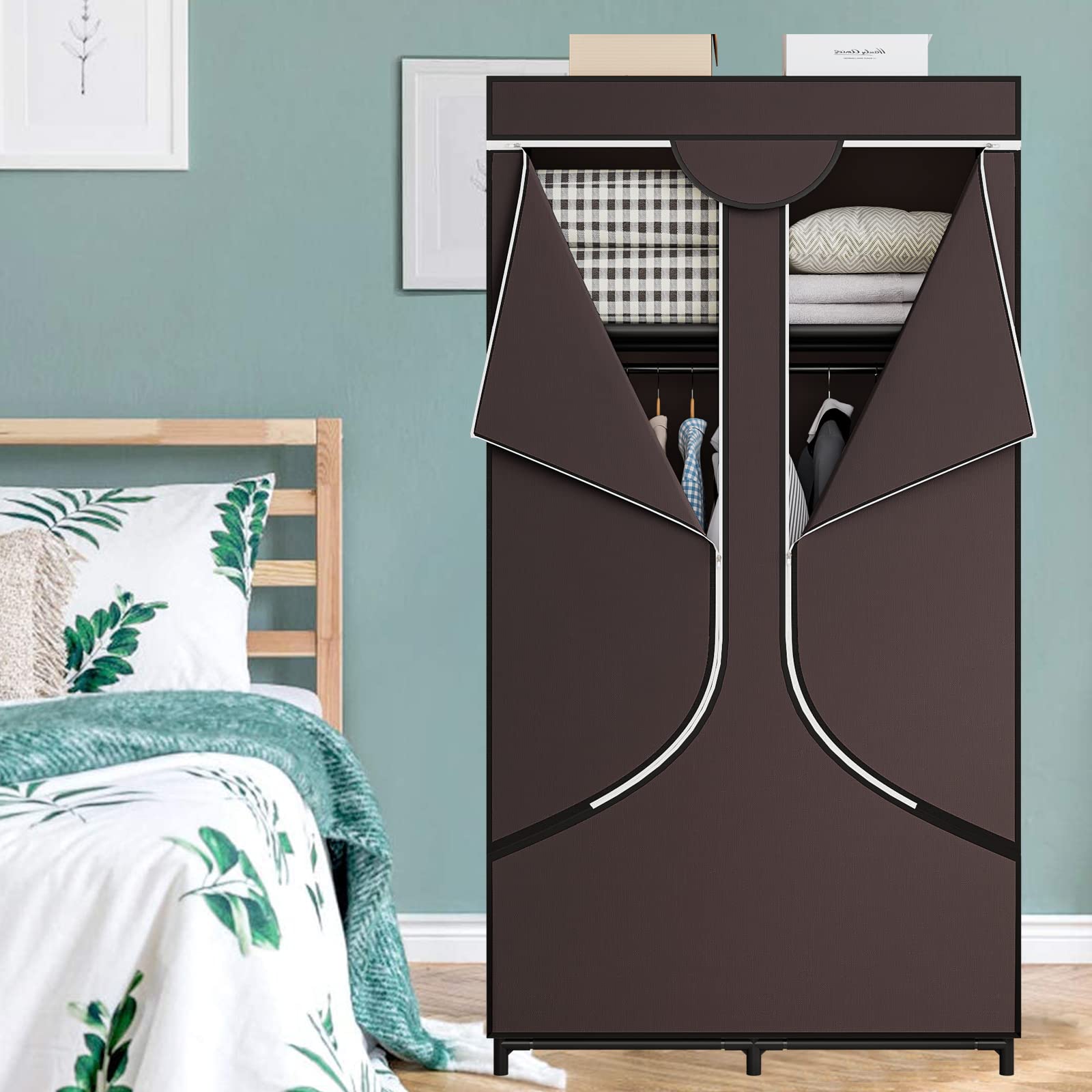 SORCEDAS metal-frame closet highlighting high bearing capacity for heavy garments