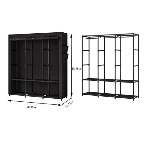 SORCEDAS portable closet interior demonstrates organized clothing and easy access.