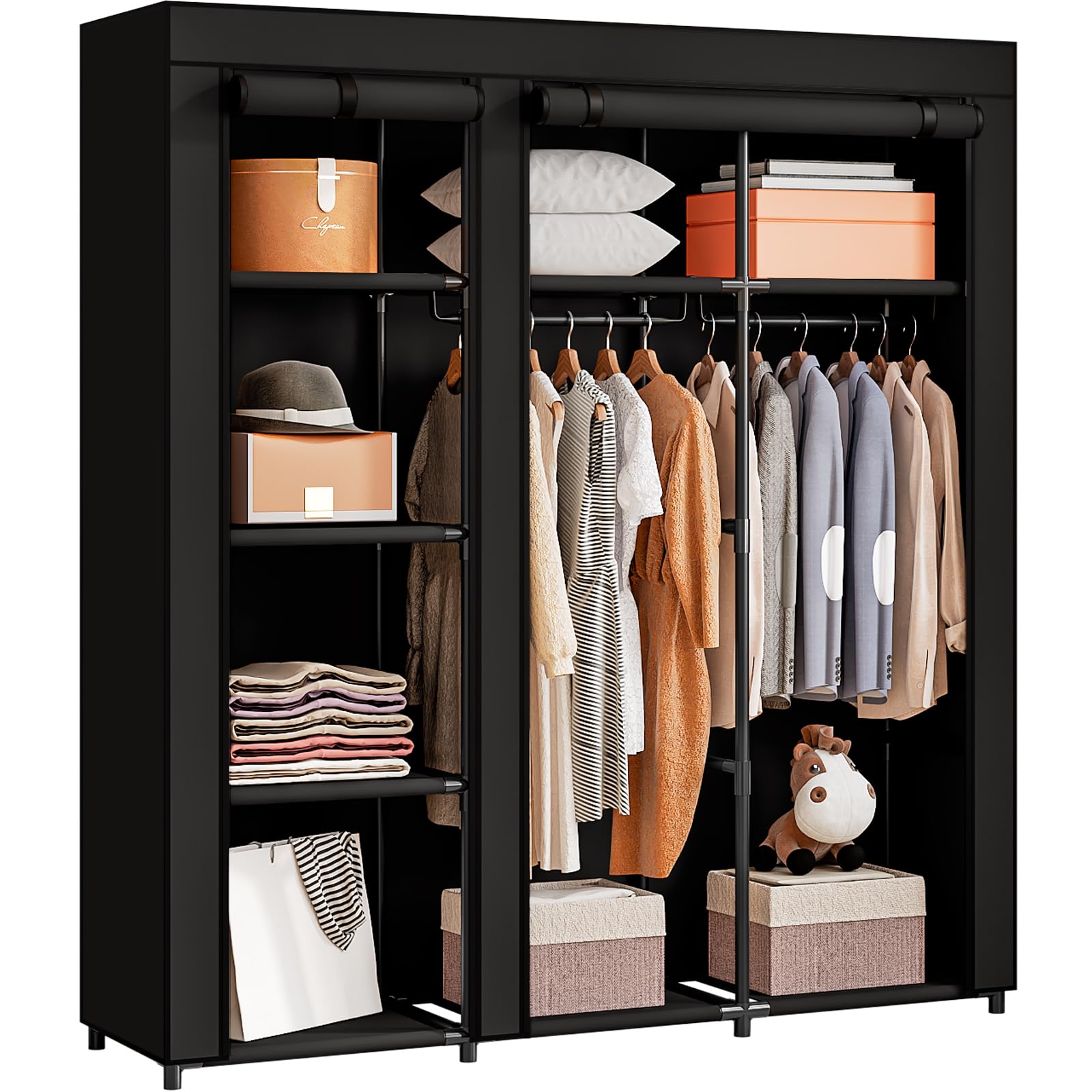 SORCEDAS portable wardrobe 51-inch frame for organized clothing storage
