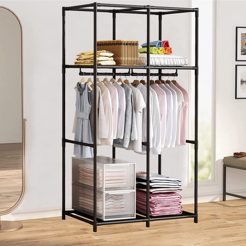 SORCEDAS portable wardrobe assembly demonstrates simple, numbered parts for quick setup