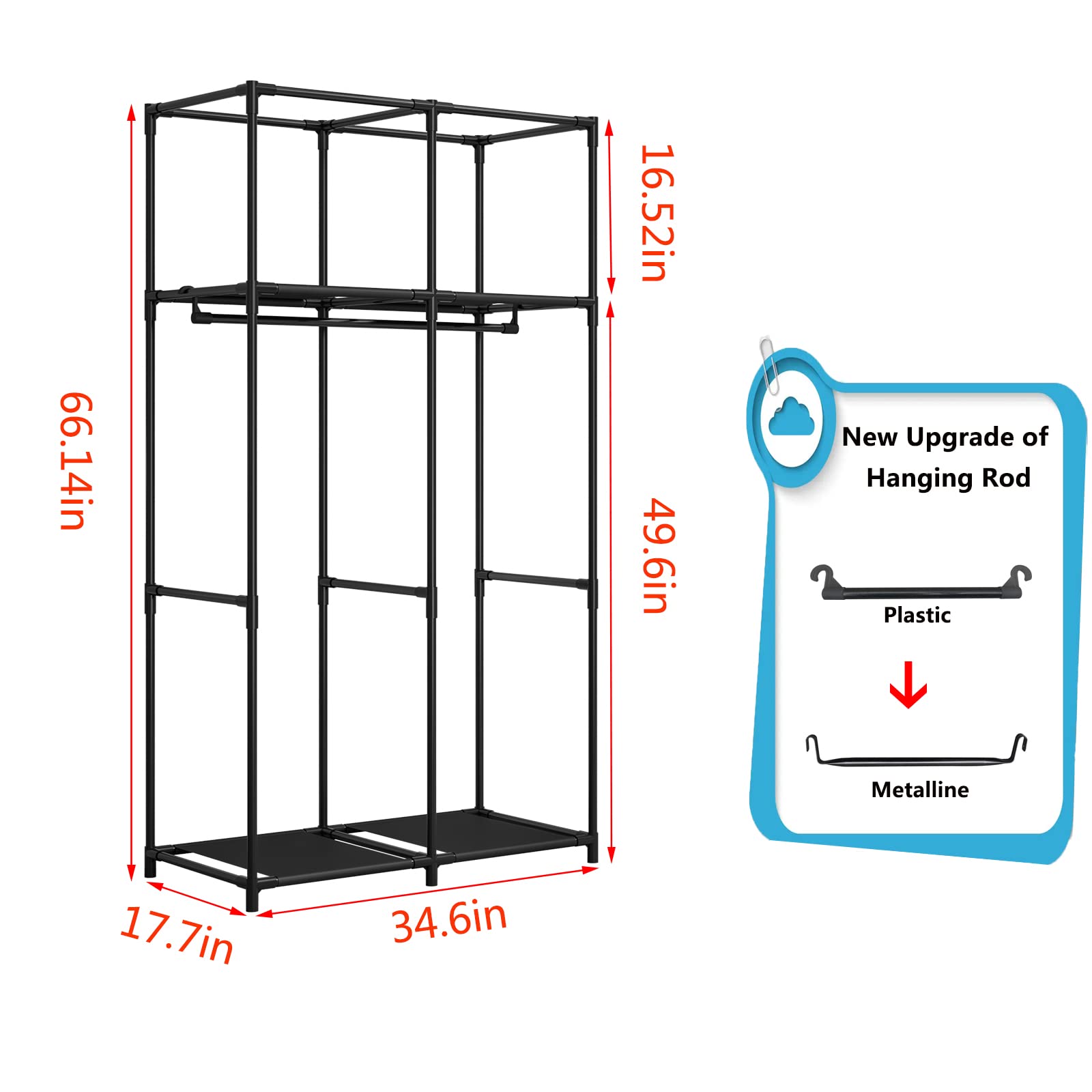 SORCEDAS portable wardrobe dimensions highlight roomy 34.6-inch length for folded items