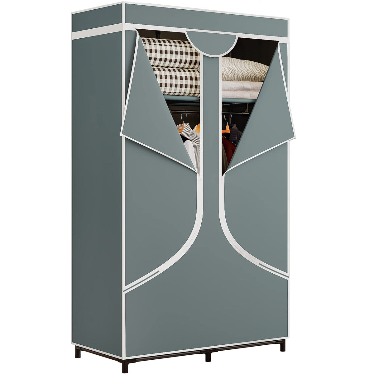 SORCEDAS portable wardrobe frame shows sturdy metal construction for durable storage