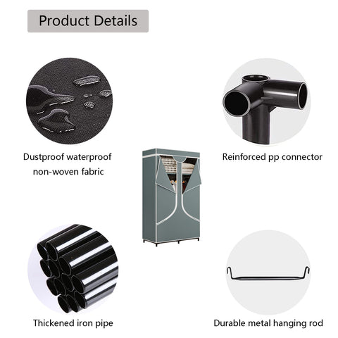 SORCEDAS portable wardrobe hanging rods image emphasizes two rods for hanging garments