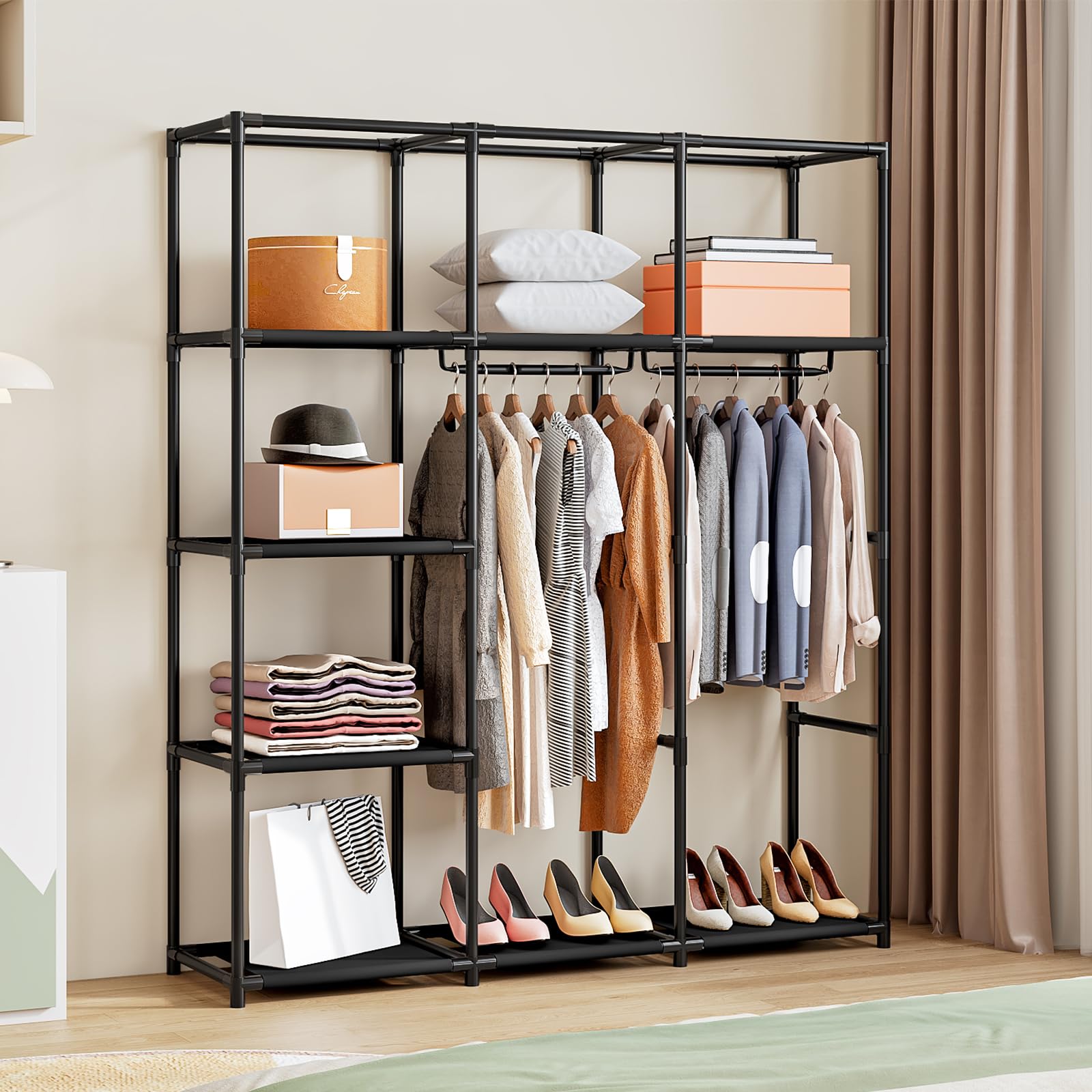 SORCEDAS wardrobe two hanging rods ideal for coats and dresses