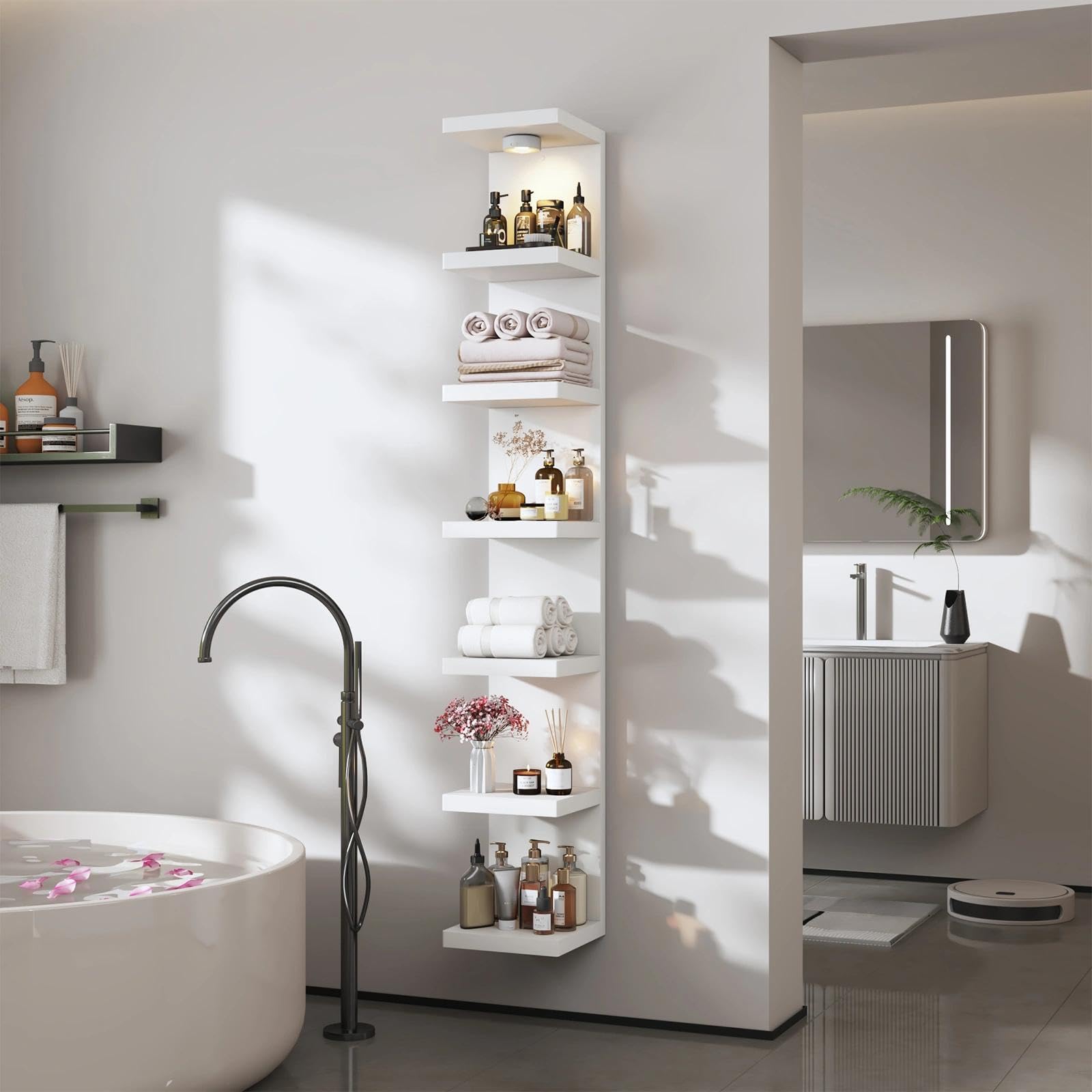 Sortique LED light with 12-color options for mood lighting.