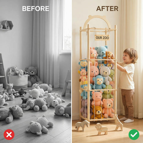 Sortivo durable plush toy holder supports big plushies without sag.