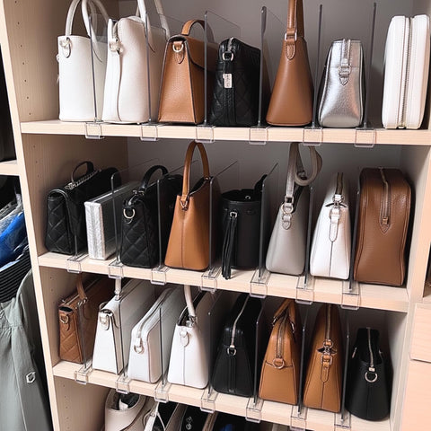 SortNStore shelf dividers keep handbag collection organized and accessible