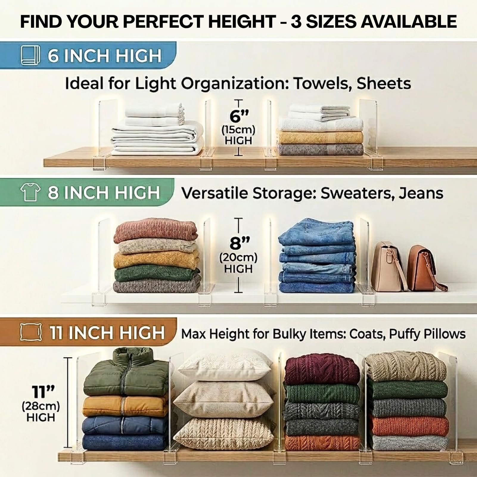 SortNStore wood-shelf organizer helps display purses and clothes neatly