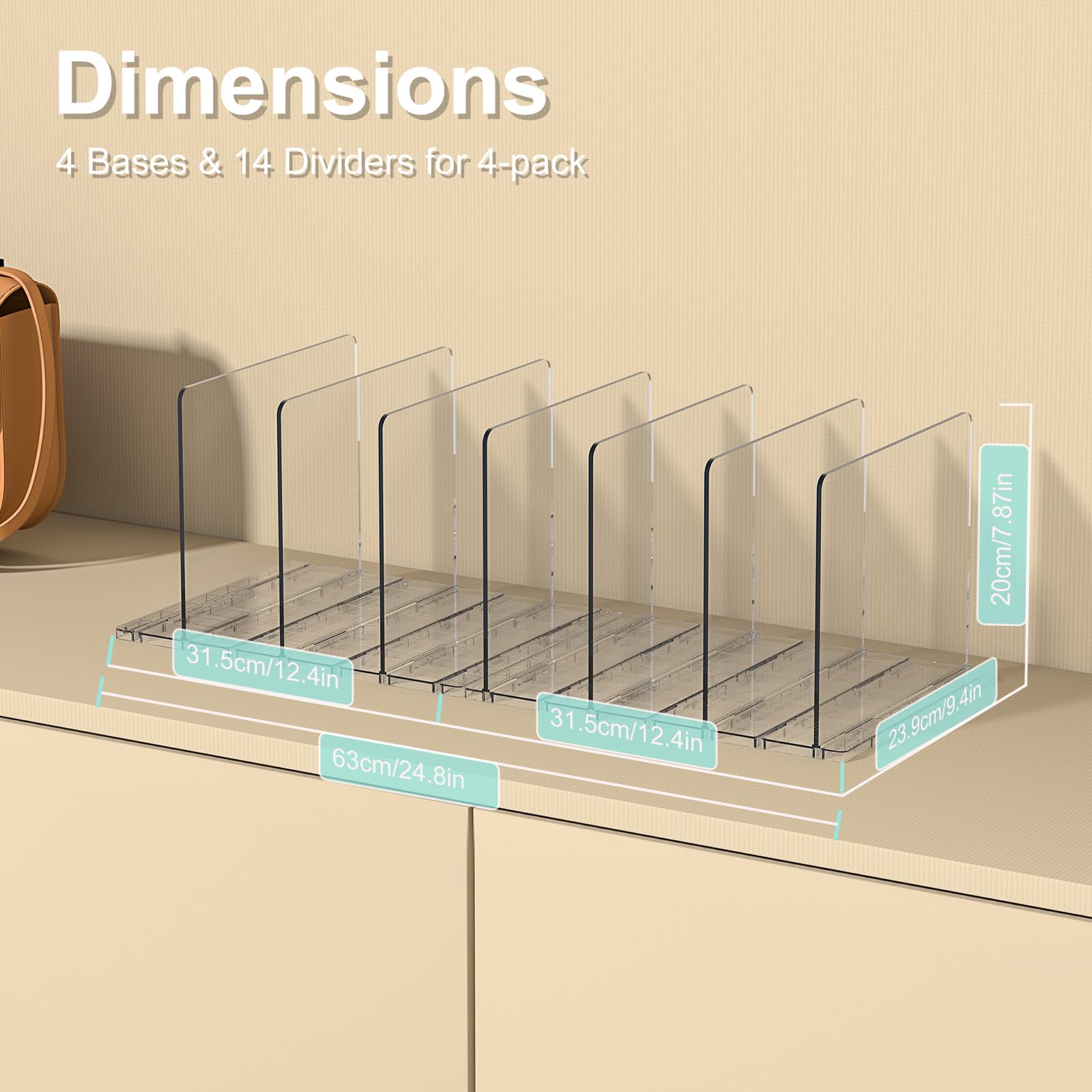 SortNStore-crystal-clear-pet-material durable and stylish closet storage for bags