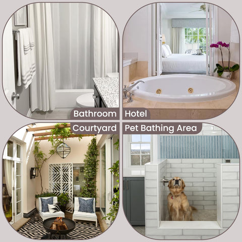 SORTTO 71x74 inch curtain size fits standard showers for comfortable coverage.