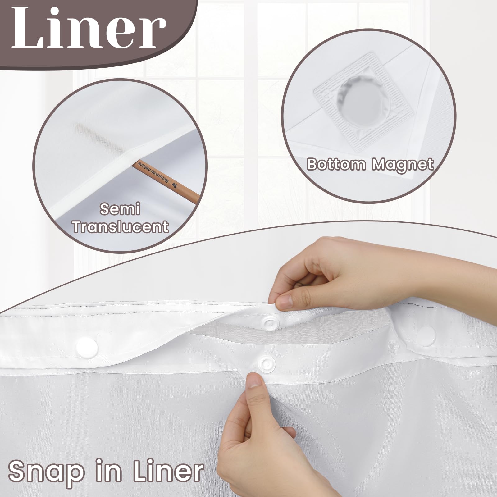 SORTTO hotel-style white curtain with built-in grommets for quick install.