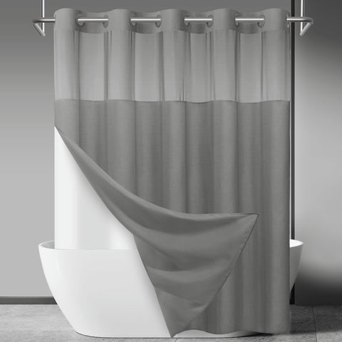 SORTTO No Hook slub textured curtain adds hotel-style elegance to your bathroom