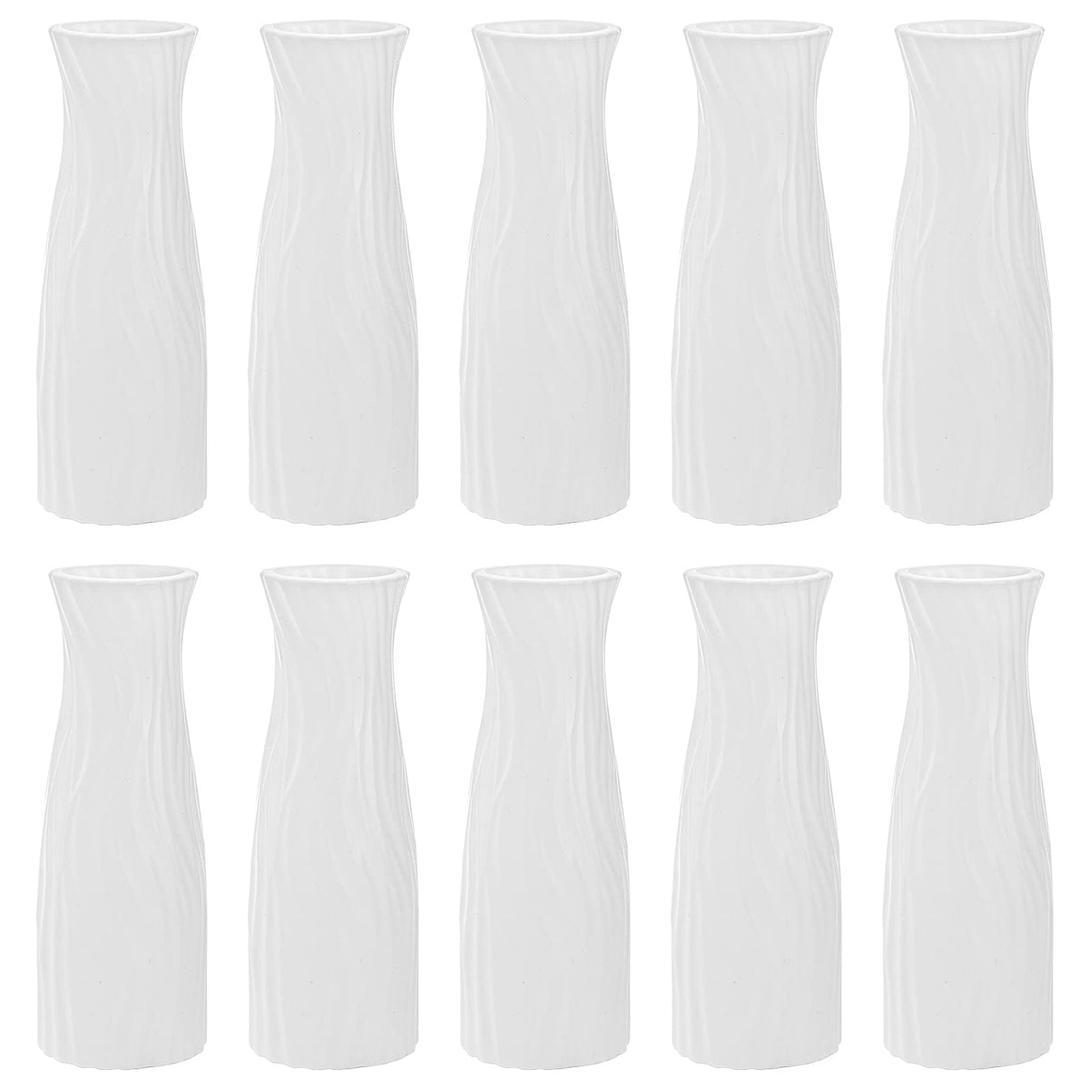 SOUJOY 10-pack white conic vases for compact, elegant centerpieces.