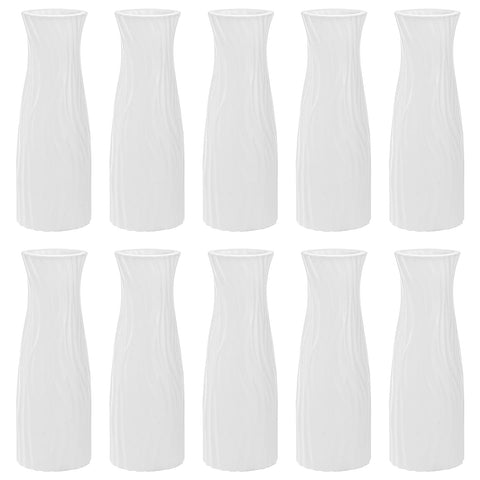 SOUJOY 10-pack white conic vases for compact, elegant centerpieces.